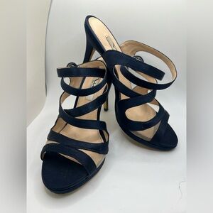 Nina New York Navy Blue Satin Heels